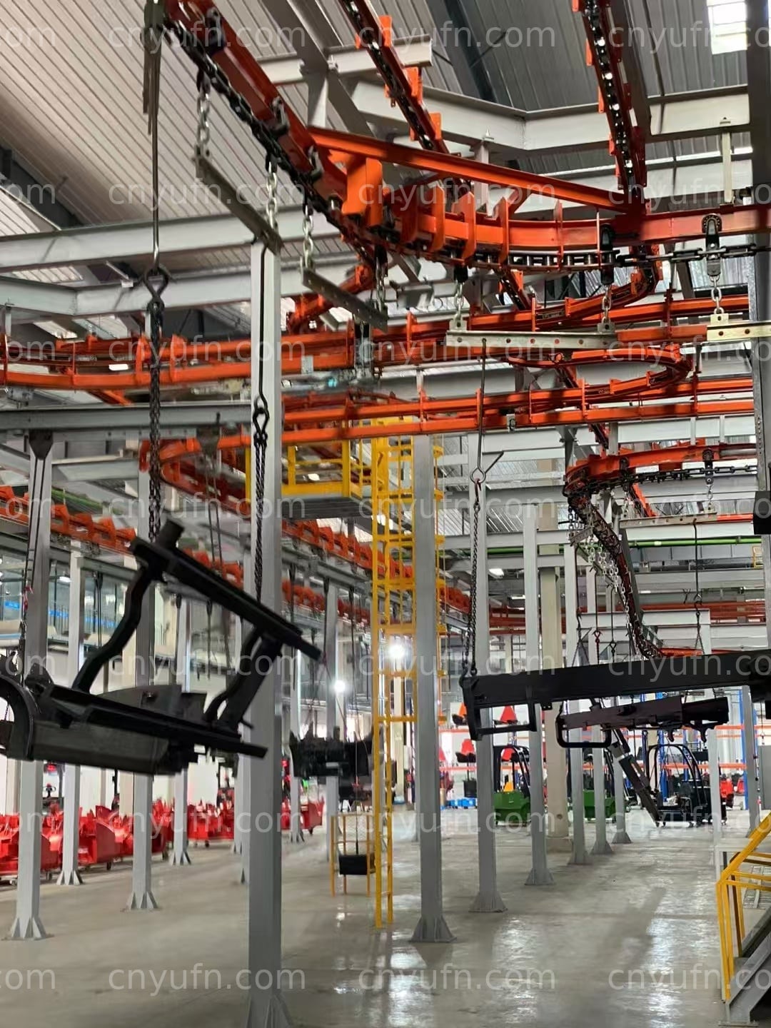 Elevator Truss and Power-and-Free Conveyor Coating Line Case | Taizhou Yufeng Intelligent Equipment Co., Ltd.